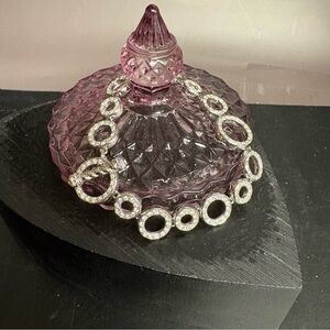 Vintage Crystal & Silver Tone Circle Link Bracelet | Metal Toggle Clasp | Retro